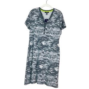 🌼 CHAPS • New with Tags • Gray Camo Shirt Dress • Size XL